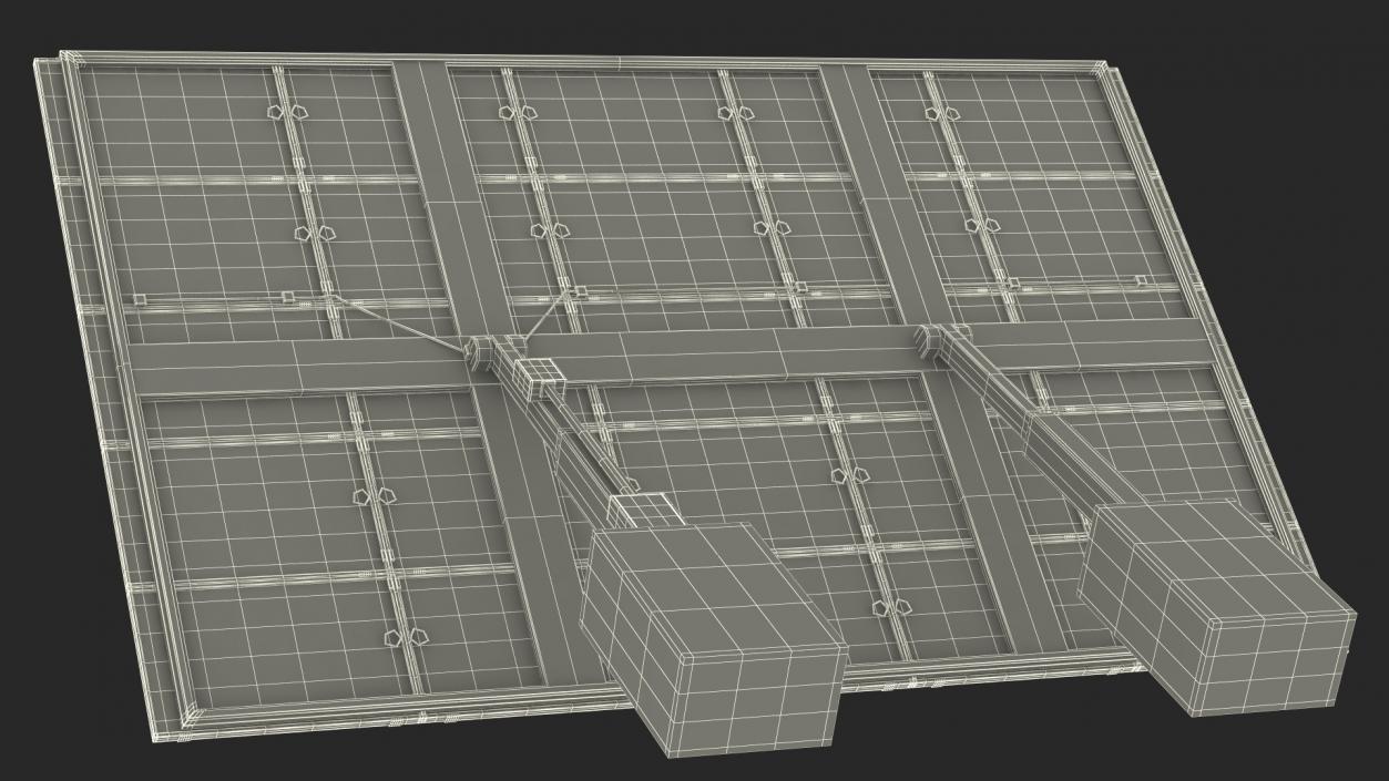 3D Solar Panel Array on Concrete Supports model