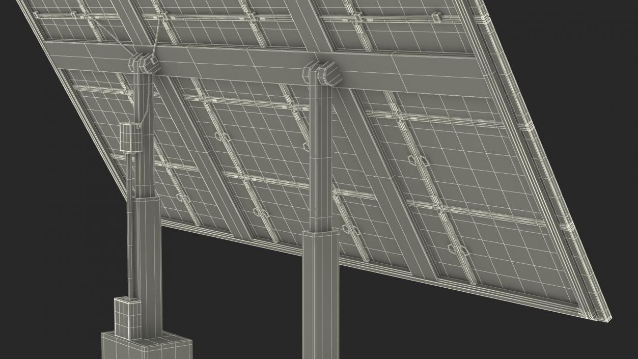 3D Solar Panel Array on Concrete Supports model