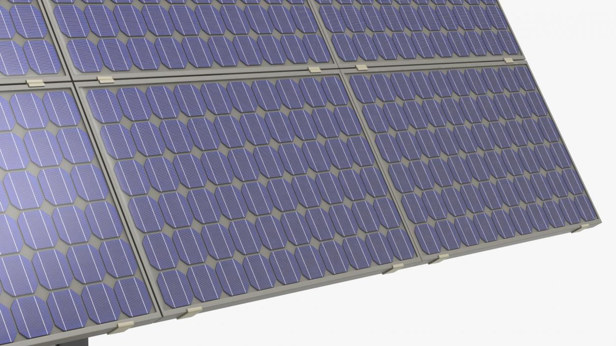 3D Solar Panel Array on Concrete Supports model