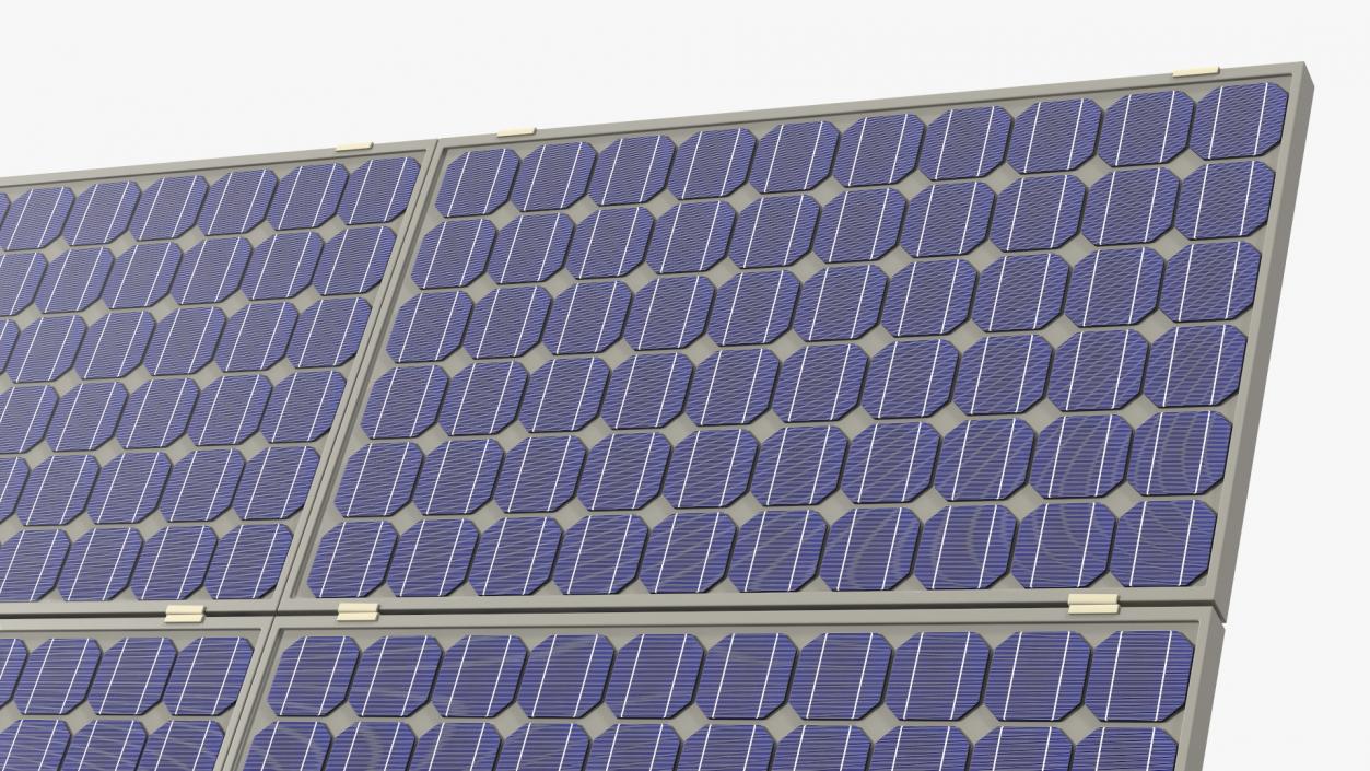 3D Solar Panel Array on Concrete Supports model