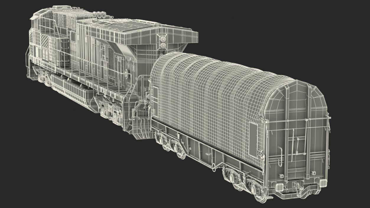 3D Locomotive Canadian Pacific with Tarpaulin Freight Wagon