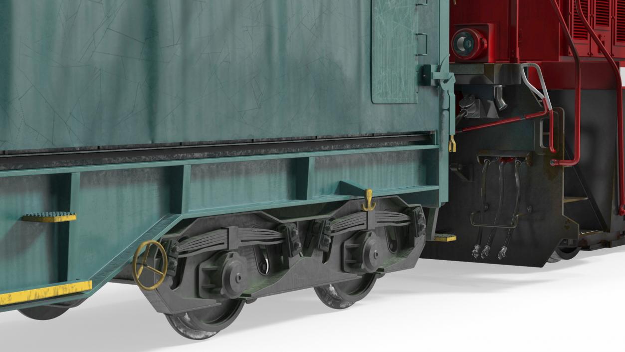 3D Locomotive Canadian Pacific with Tarpaulin Freight Wagon