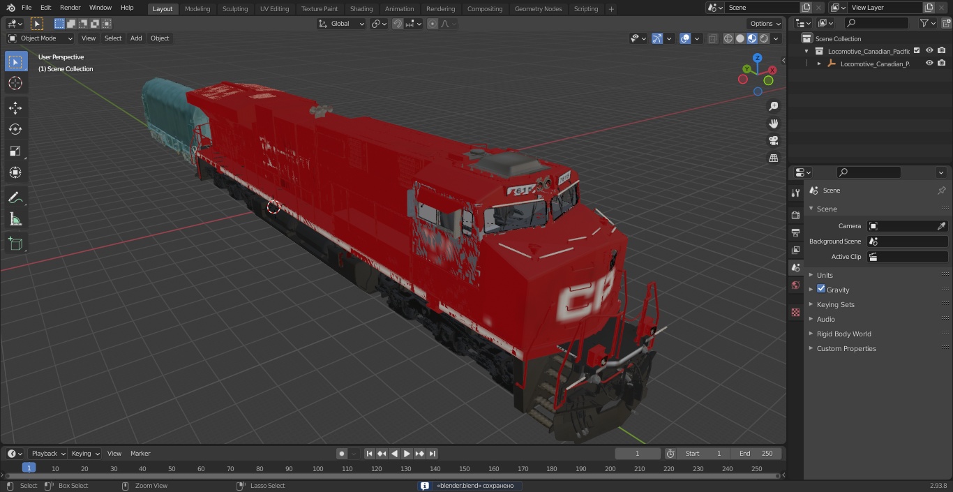 3D Locomotive Canadian Pacific with Tarpaulin Freight Wagon