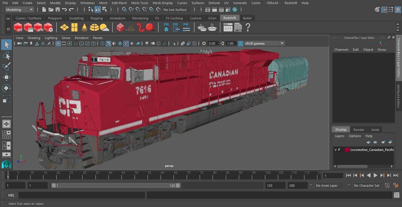 3D Locomotive Canadian Pacific with Tarpaulin Freight Wagon