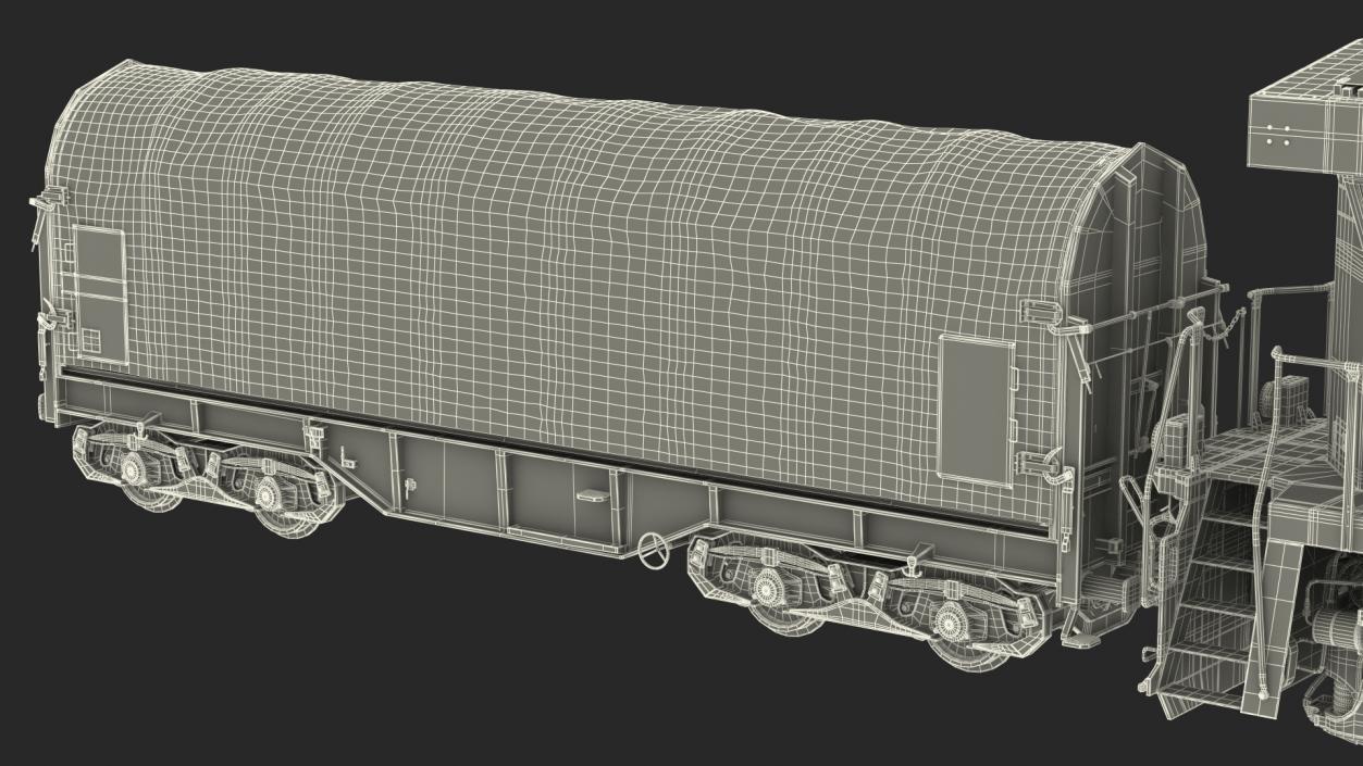 3D Locomotive Canadian Pacific with Tarpaulin Freight Wagon