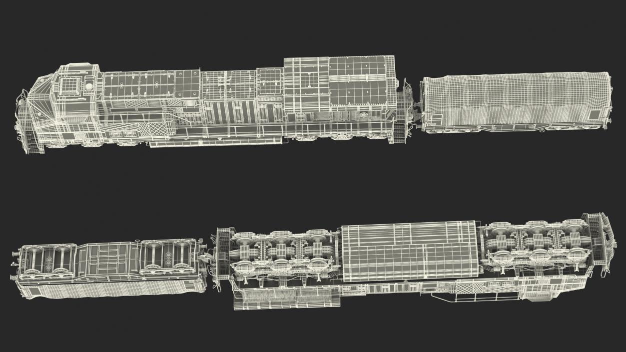 3D Locomotive Canadian Pacific with Tarpaulin Freight Wagon