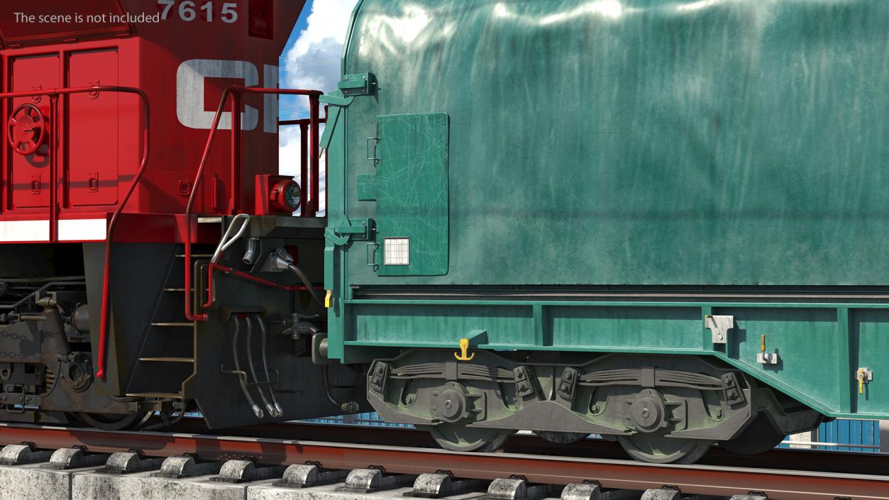 3D Locomotive Canadian Pacific with Tarpaulin Freight Wagon