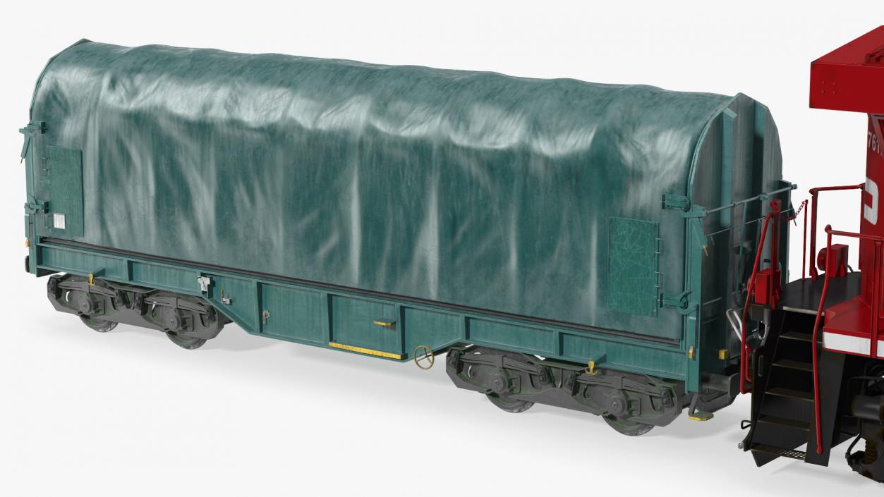 3D Locomotive Canadian Pacific with Tarpaulin Freight Wagon