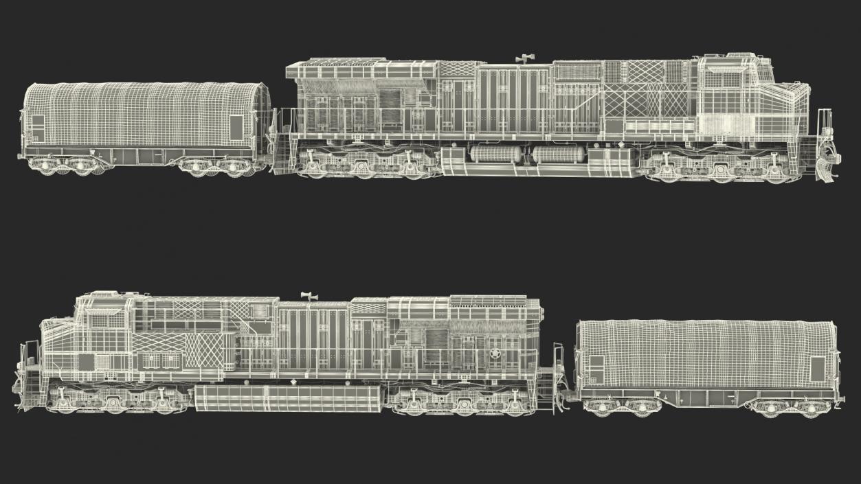 3D Locomotive Canadian Pacific with Tarpaulin Freight Wagon