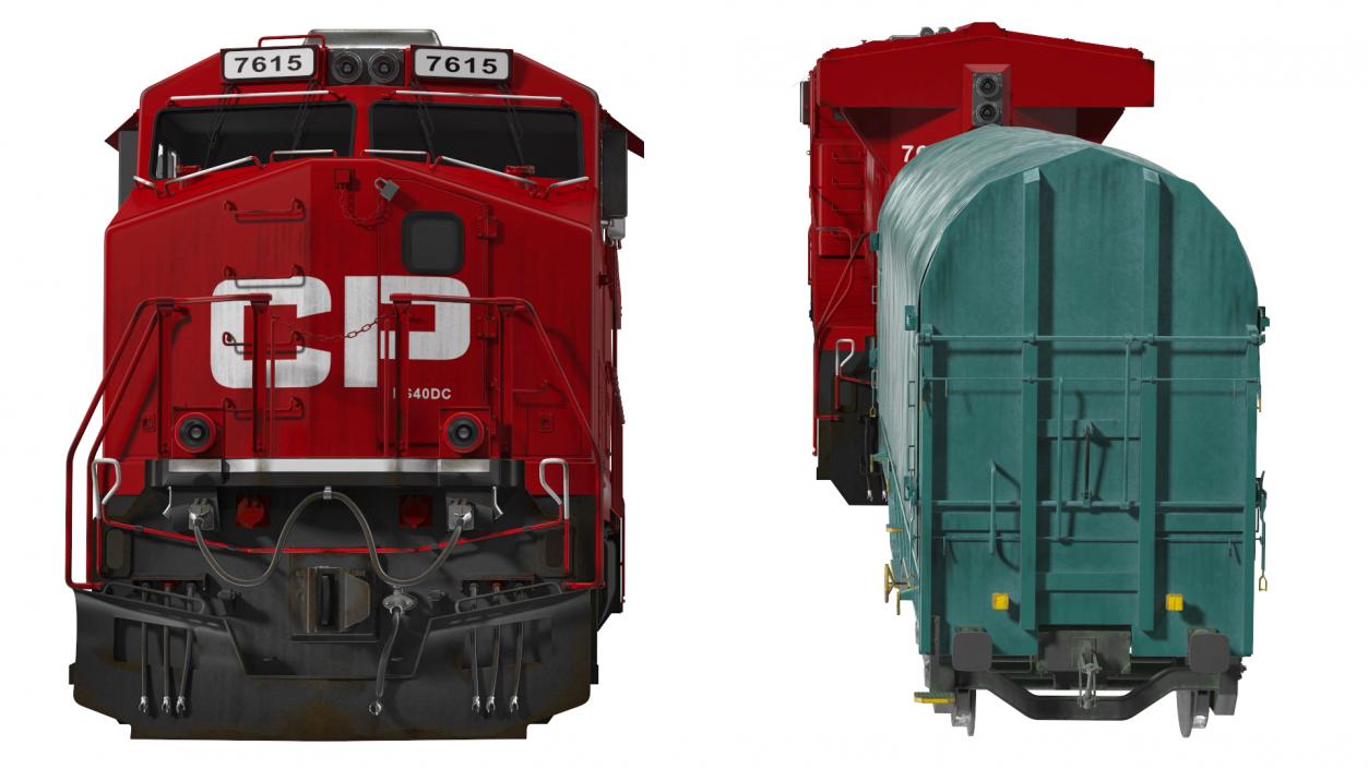 3D Locomotive Canadian Pacific with Tarpaulin Freight Wagon