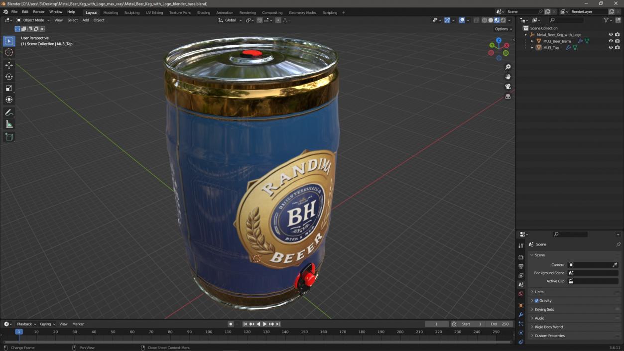 Metal Beer Keg with Logo 3D model