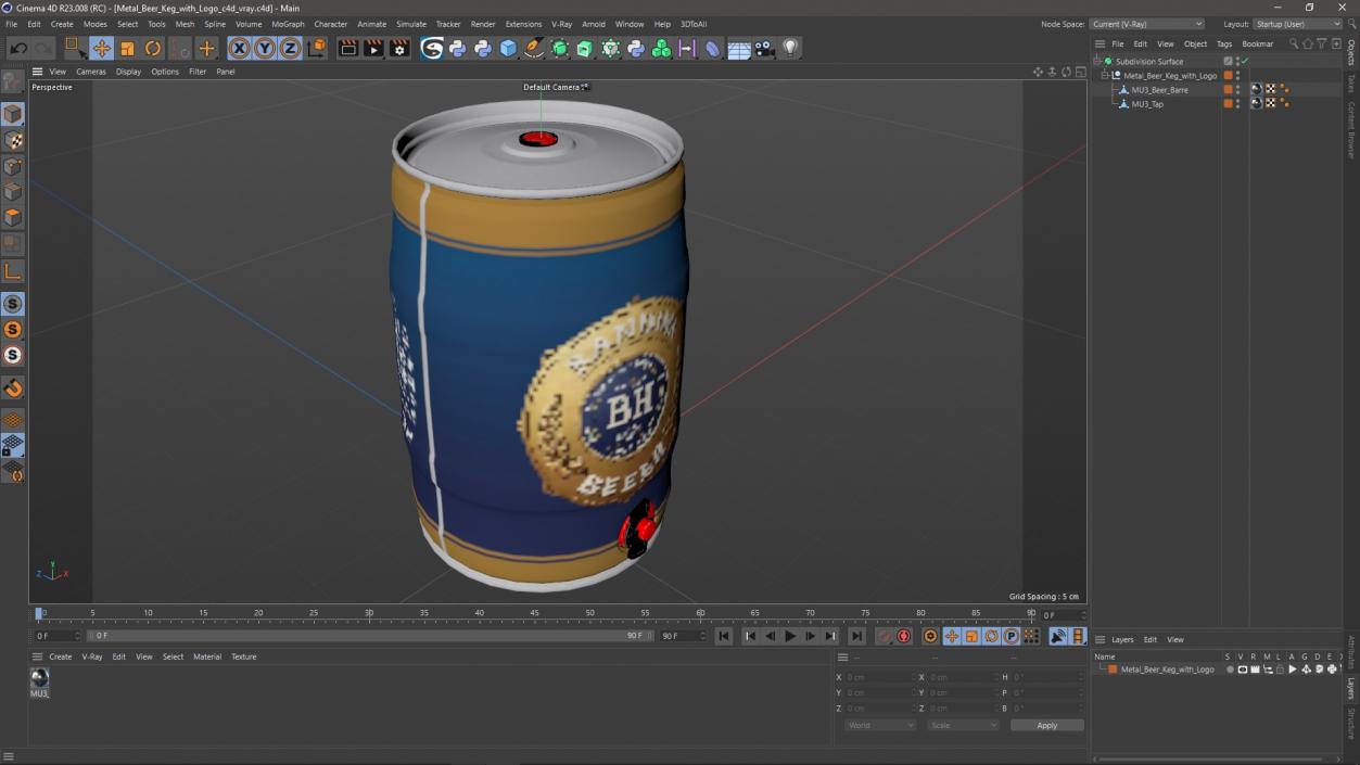 Metal Beer Keg with Logo 3D model