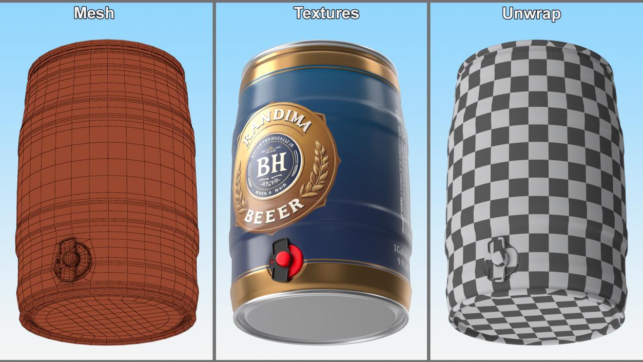 Metal Beer Keg with Logo 3D model