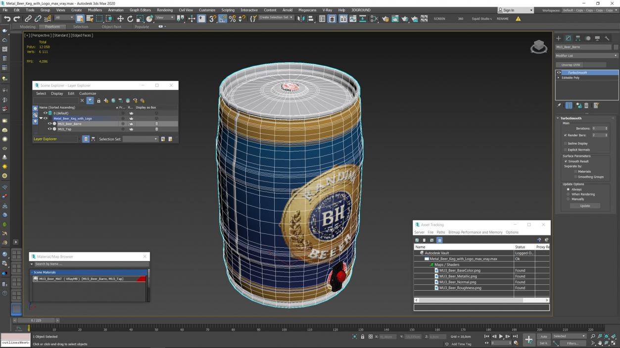 Metal Beer Keg with Logo 3D model