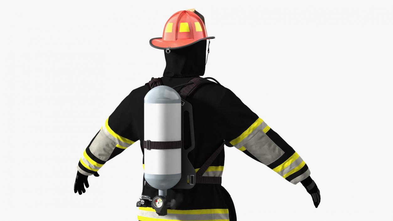 3D Black Firefighter Heat Protection Suit model