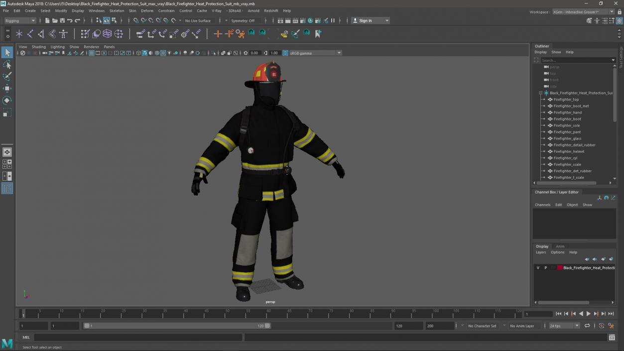 3D Black Firefighter Heat Protection Suit model