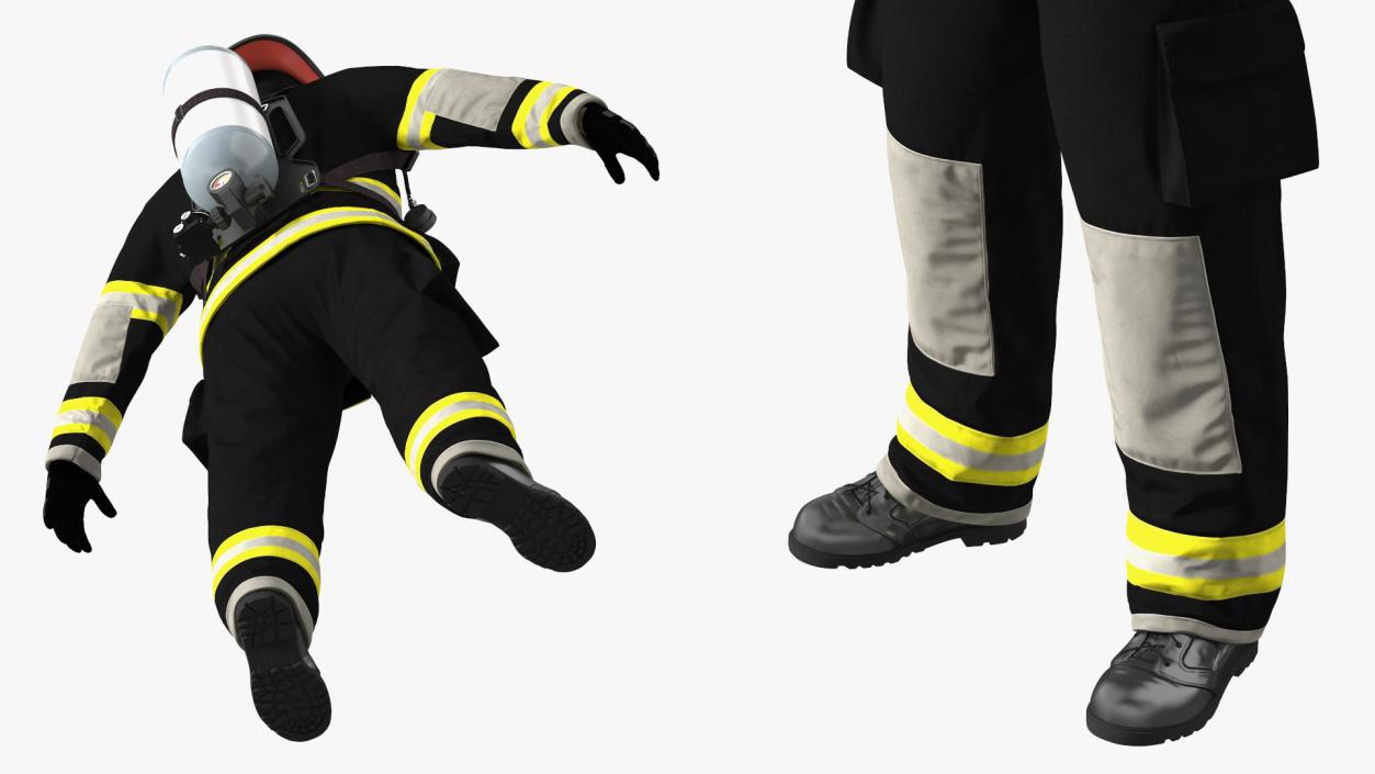 3D Black Firefighter Heat Protection Suit model