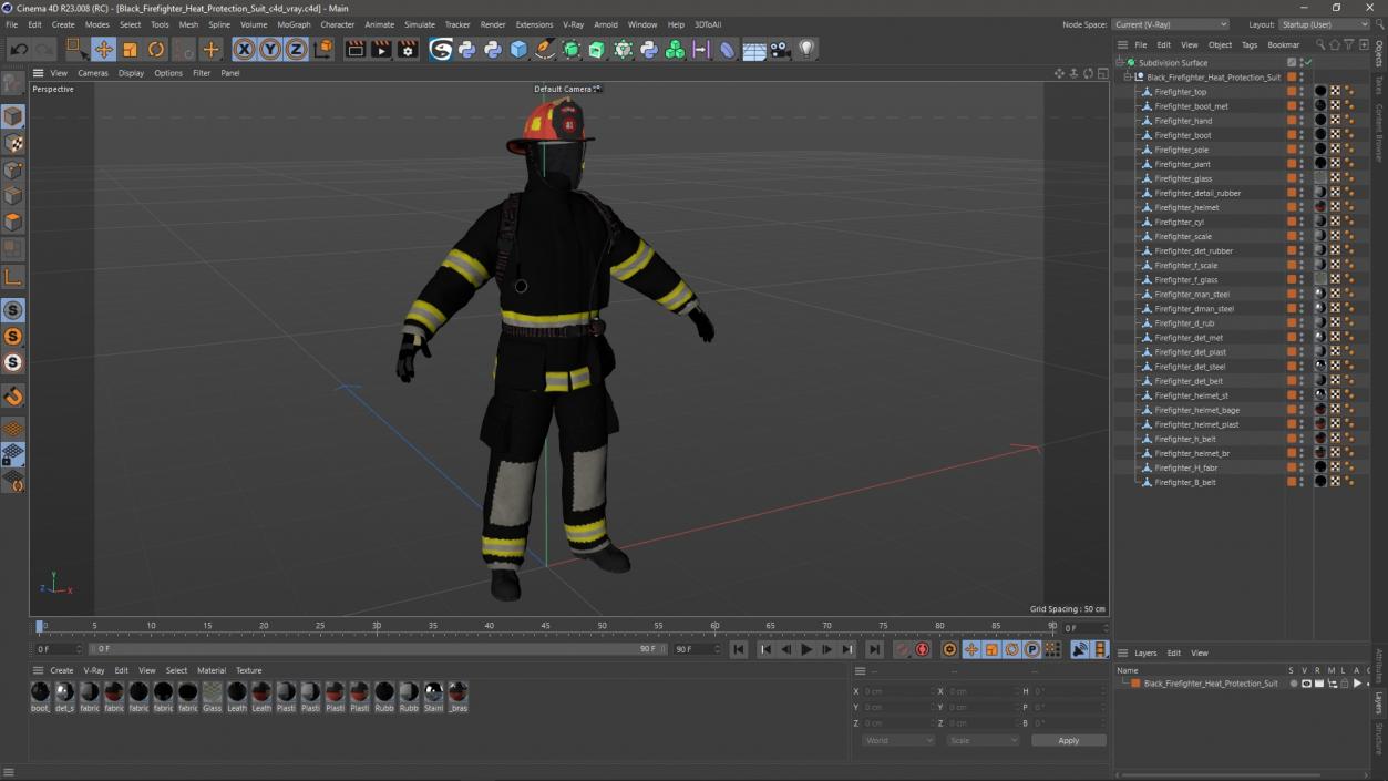 3D Black Firefighter Heat Protection Suit model