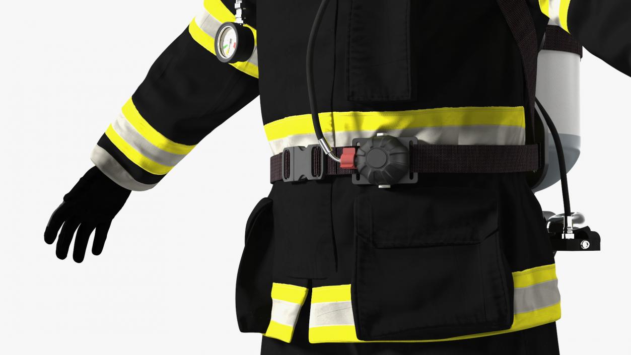 3D Black Firefighter Heat Protection Suit model