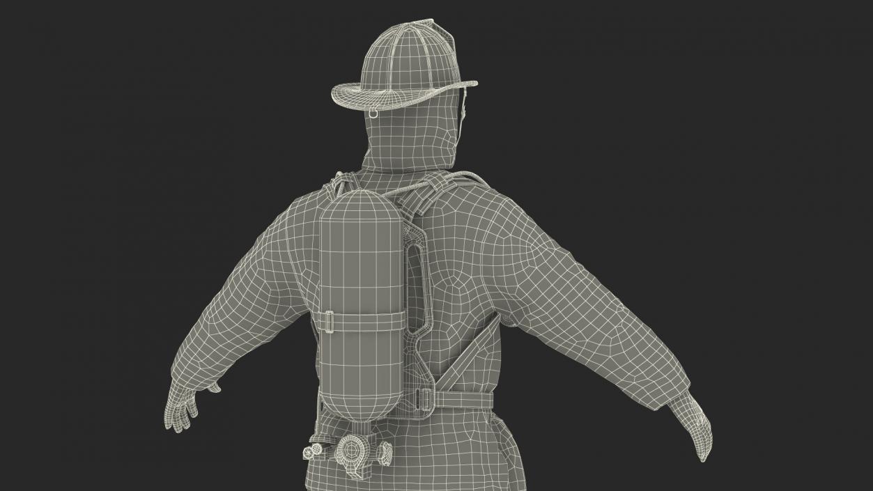 3D Black Firefighter Heat Protection Suit model