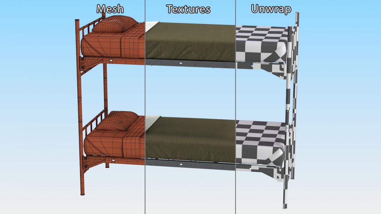 Military Bunk Bed Worn 3D