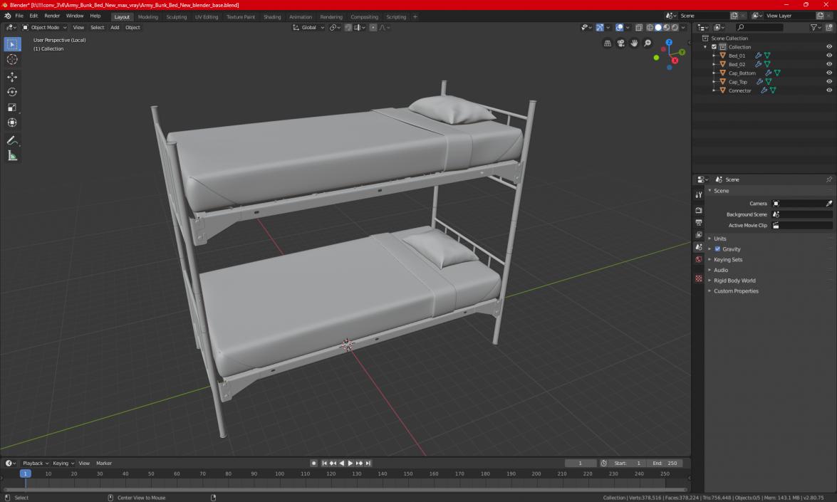 Military Bunk Bed Worn 3D