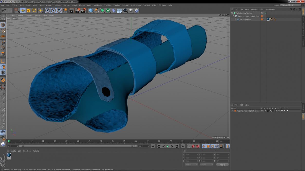 Resting Hand Splint Blue 3D model