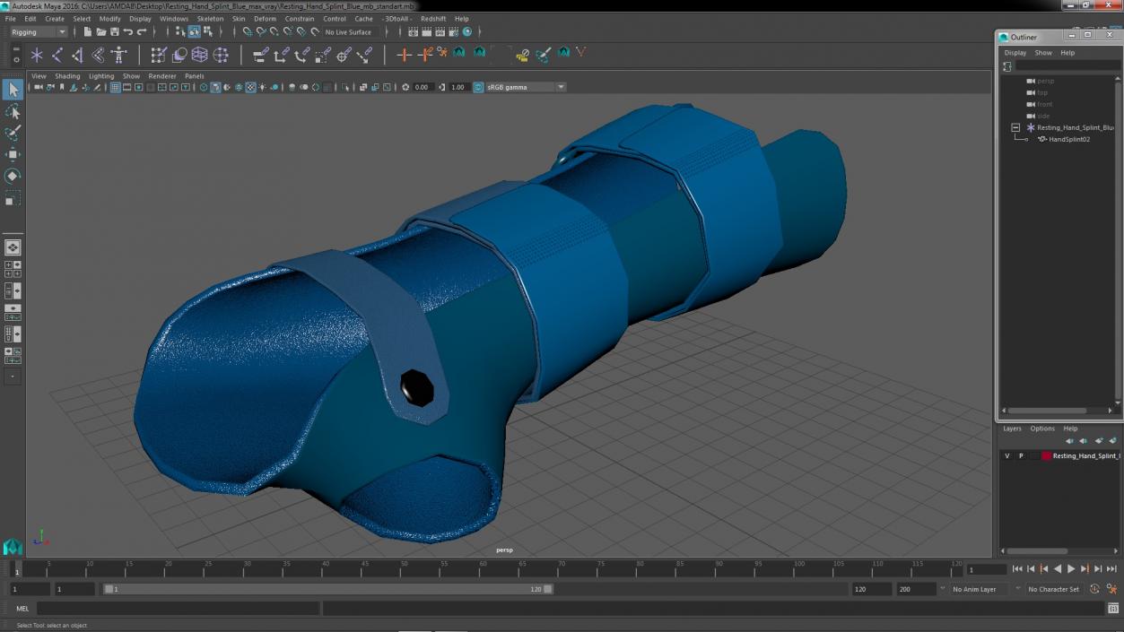 Resting Hand Splint Blue 3D model