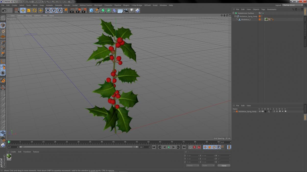 3D Mistletoe Sprig Holly