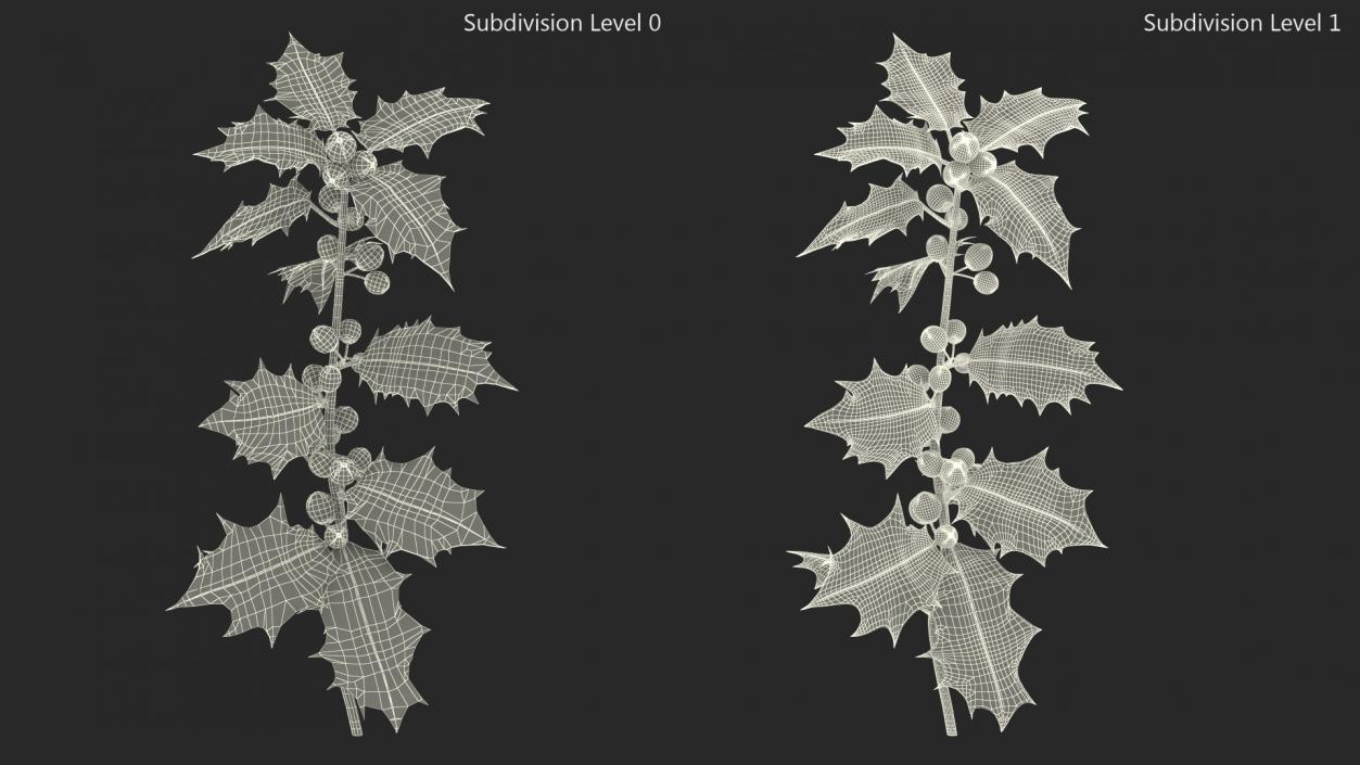 3D Mistletoe Sprig Holly