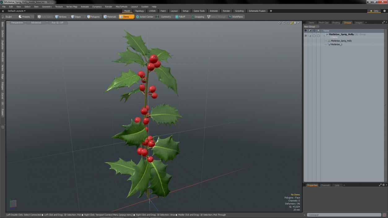 3D Mistletoe Sprig Holly