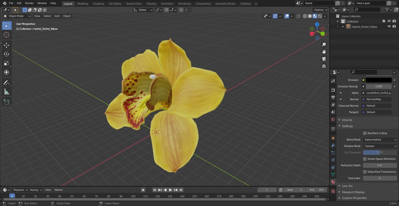 3D model Hybrid Orchid Yellow