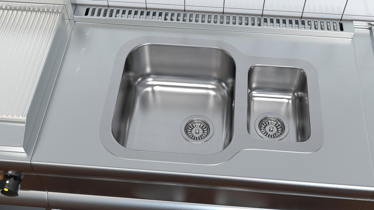 3D model Undermount Double Bowl Kitchen Sink