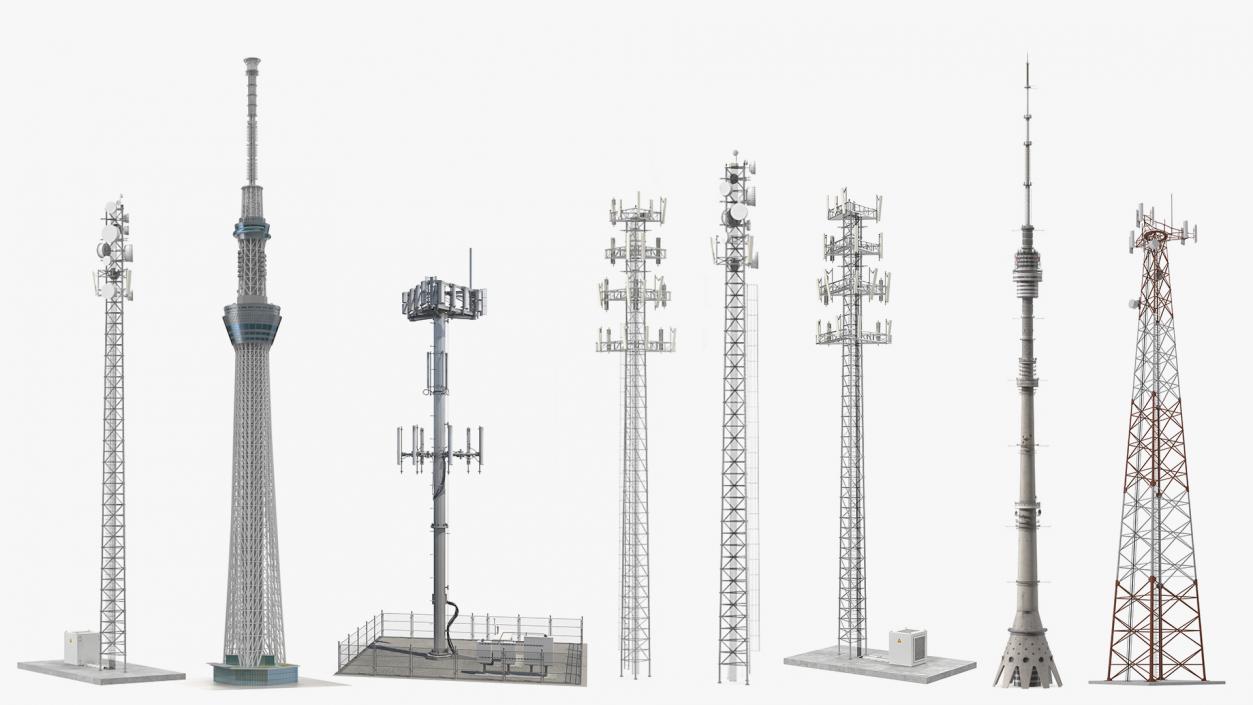 3D Cellular Towers Collection 4 model