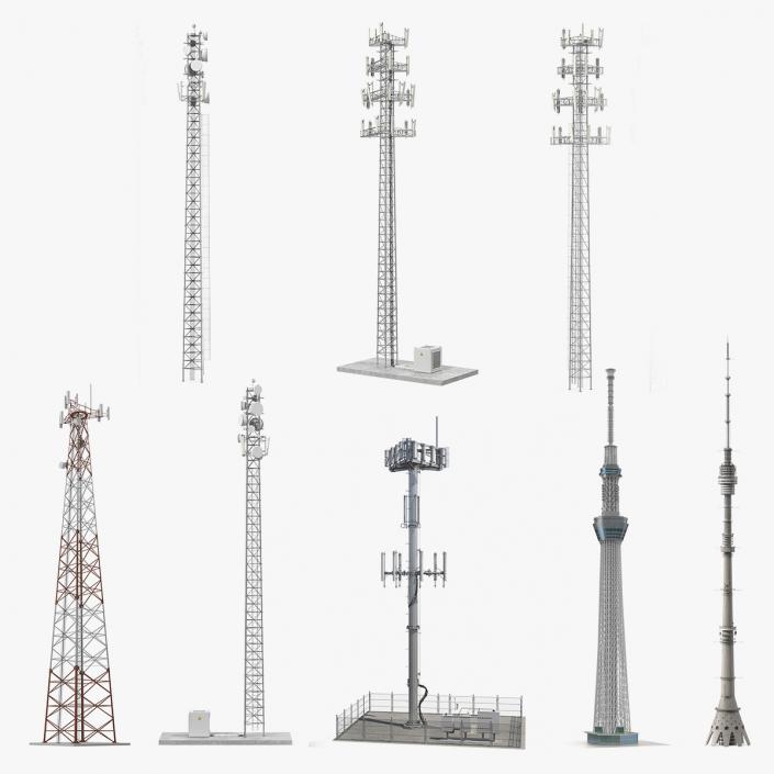 3D Cellular Towers Collection 4 model