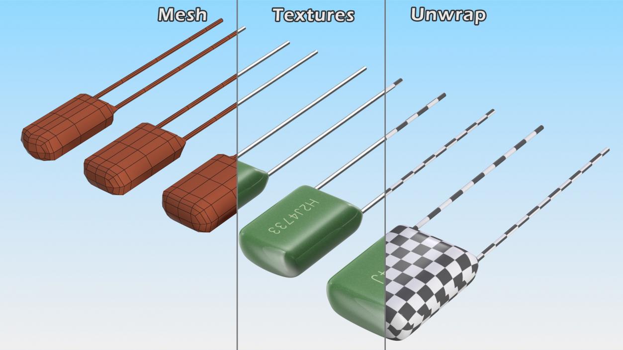 Mylar Polyester Film Capacitor Set 3D model