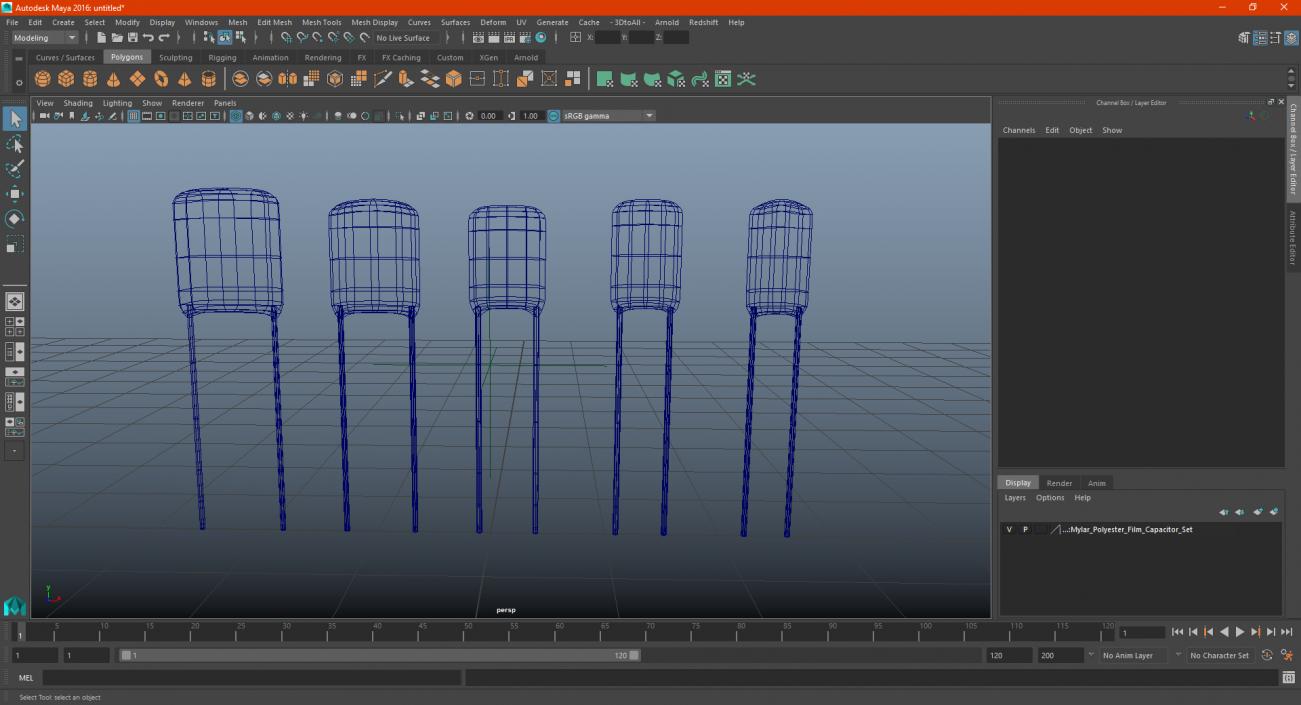 Mylar Polyester Film Capacitor Set 3D model