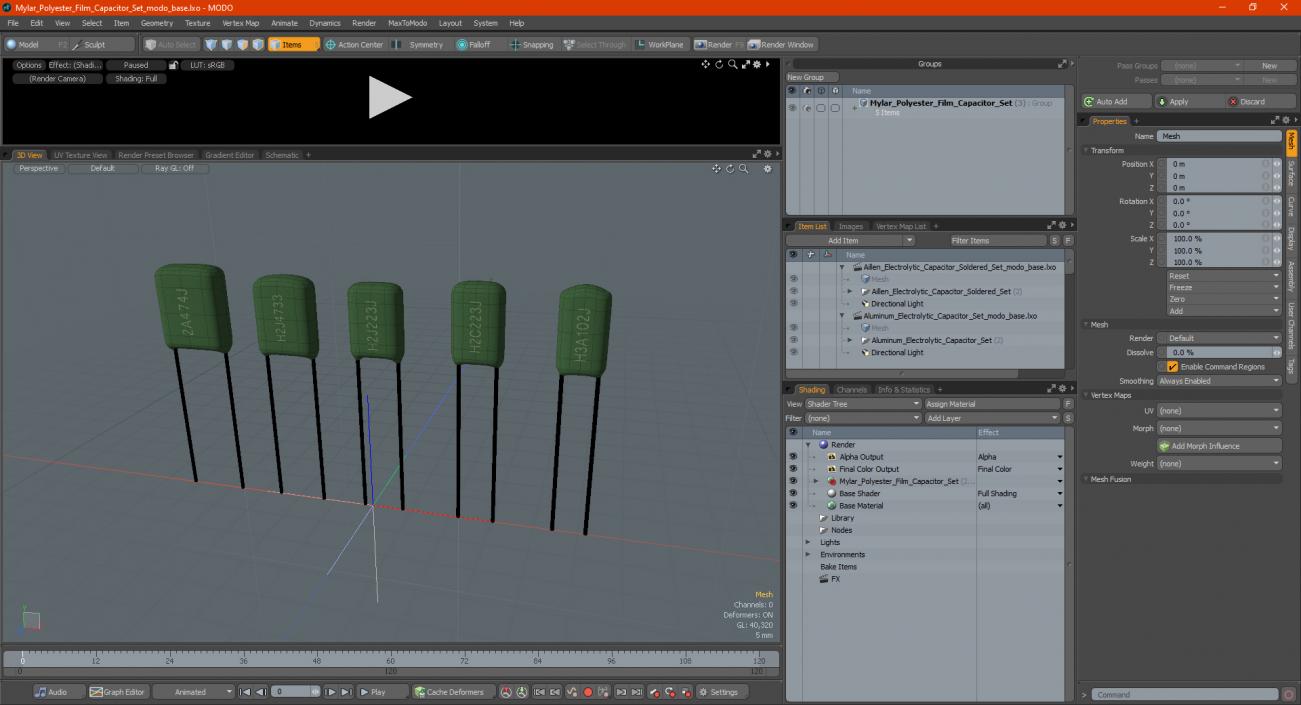 Mylar Polyester Film Capacitor Set 3D model