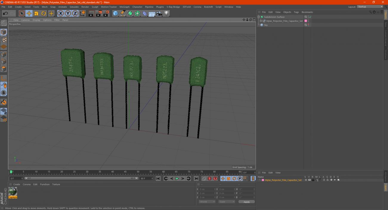 Mylar Polyester Film Capacitor Set 3D model