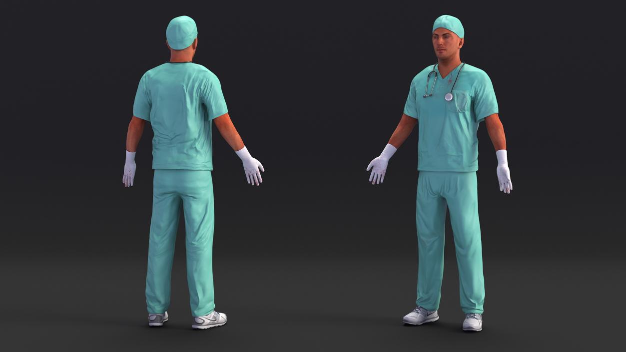 3D Male Surgeon Doctor Stained Blood Clothes