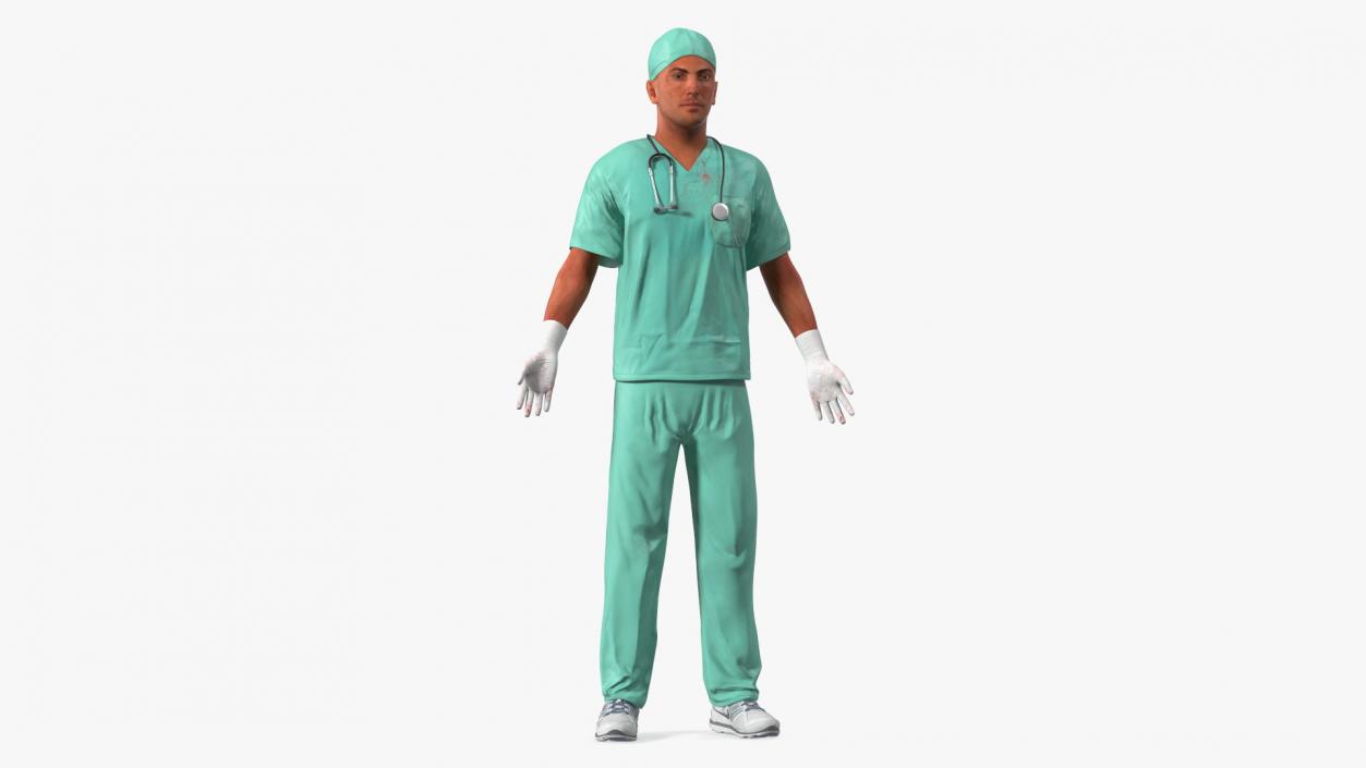 3D Male Surgeon Doctor Stained Blood Clothes