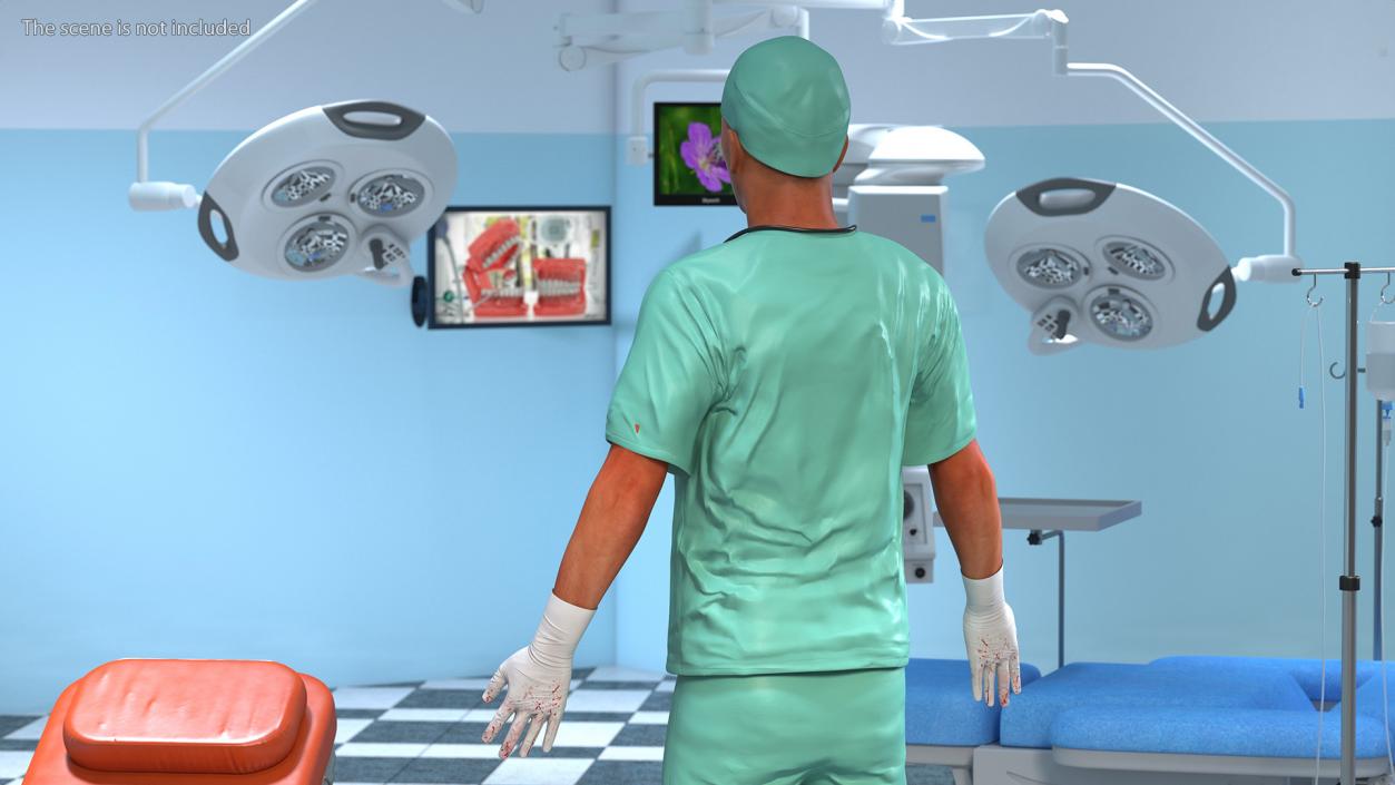 3D Male Surgeon Doctor Stained Blood Clothes