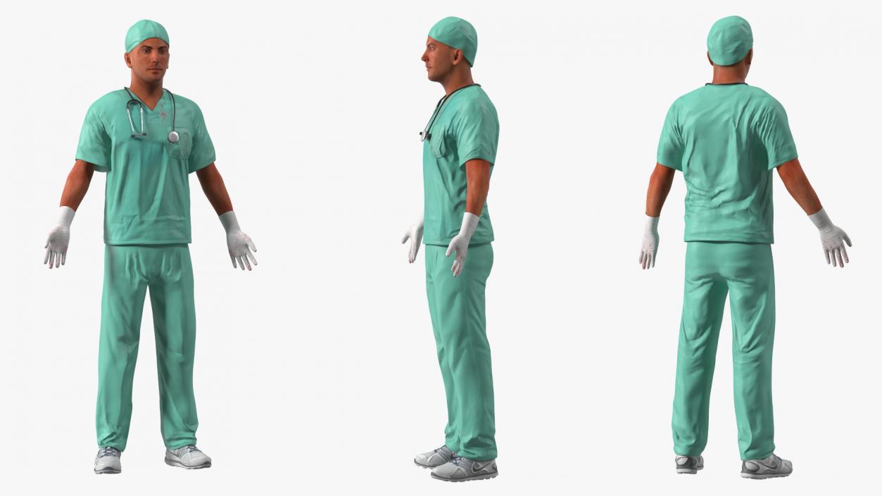 3D Male Surgeon Doctor Stained Blood Clothes