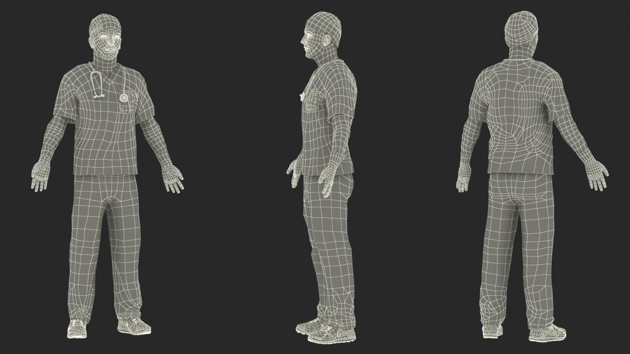 3D Male Surgeon Doctor Stained Blood Clothes