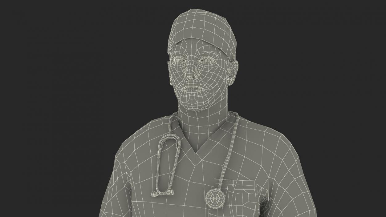 3D Male Surgeon Doctor Stained Blood Clothes