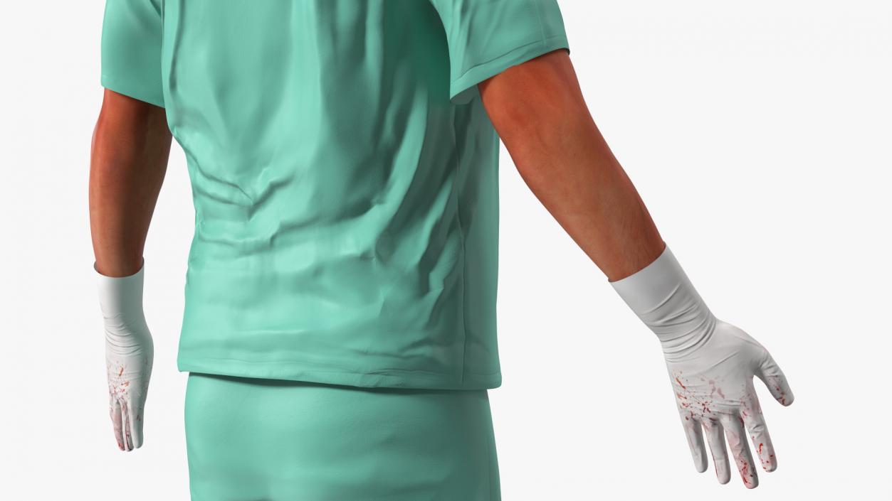 3D Male Surgeon Doctor Stained Blood Clothes