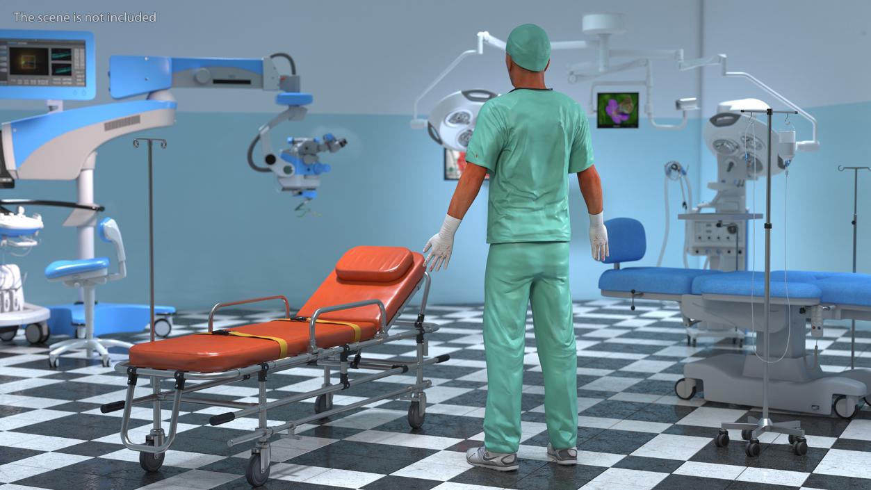 3D Male Surgeon Doctor Stained Blood Clothes