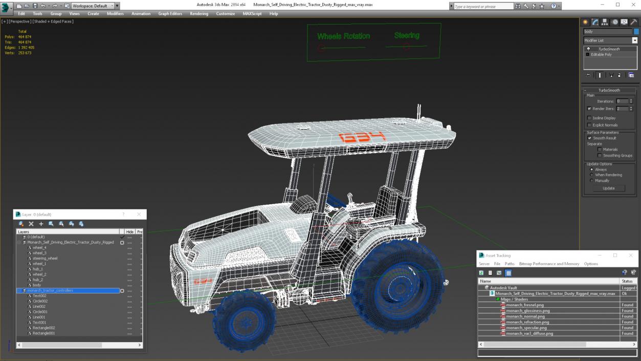 3D model Monarch Self Driving Electric Tractor Dusty Rigged