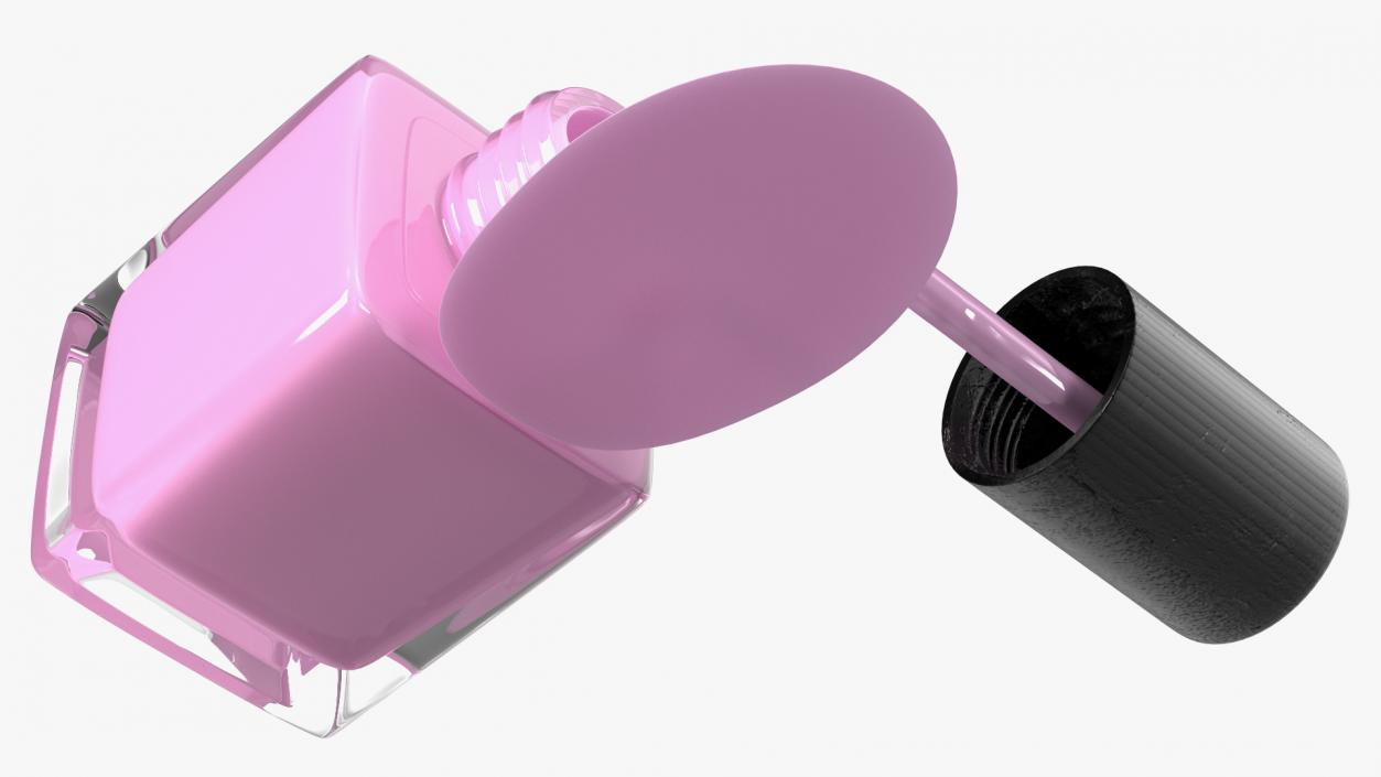 Bottle of Spilled Pink Nail Polish 3D model