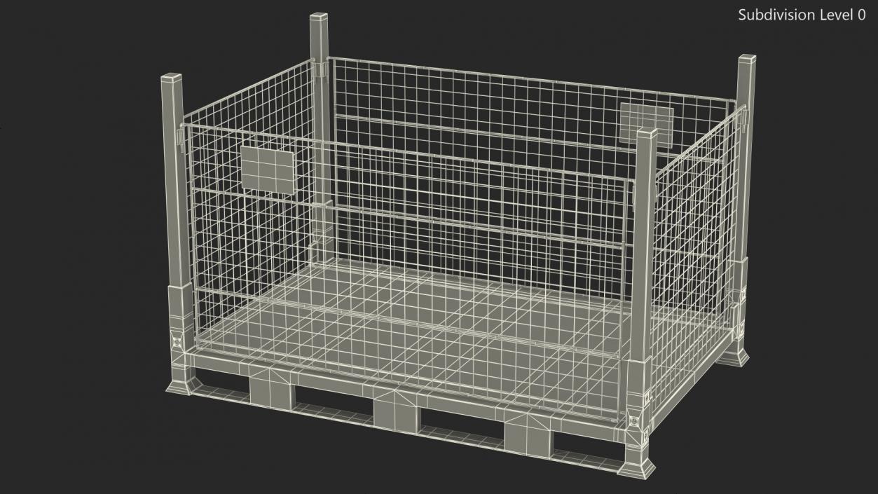 Collapsible Mesh Metal Pallet Cage 3D model